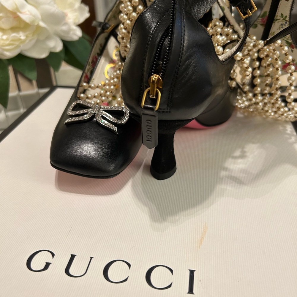 Gucci Candy Bow Bootie Womens 6/6B Black Pink Pearls Knee Boots Retail $3400.00